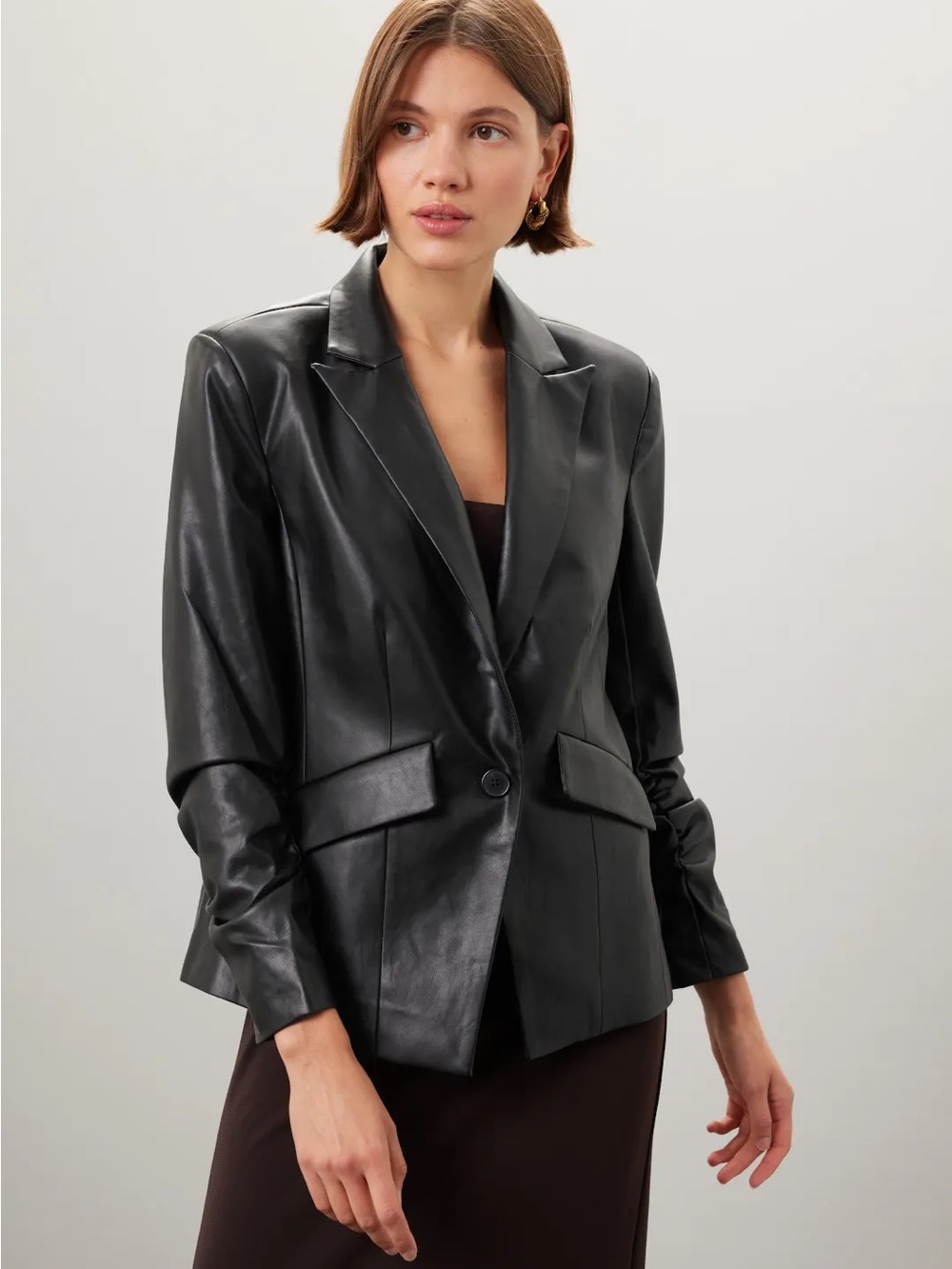 Central Park West Wednesday Vegan Leather Blazer Jacket Medium